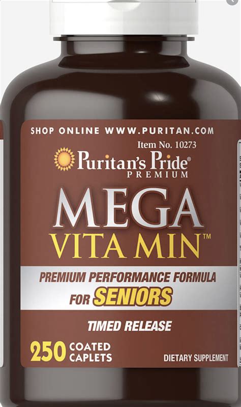 Mega Vita Min Multivitamin For Seniors 250 Caplets Puritan S Pride