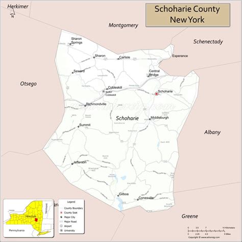 Map Of Schoharie County New York Where Is Located Cities