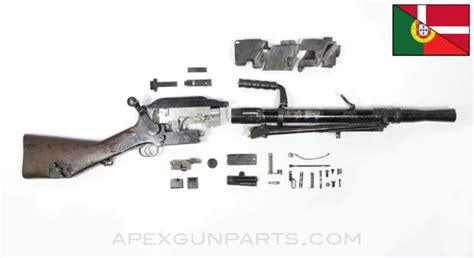 Portuguese Madsen LMG Parts Kit, Early, w/ Bipod & Barrel Shroud Assembly, Demilled Receiver, 7 ...