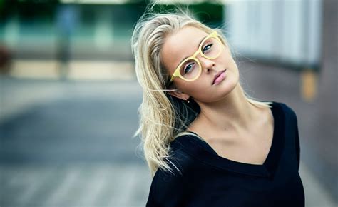 Wallpaper Face Model Blonde Long Hair Women With Glasses