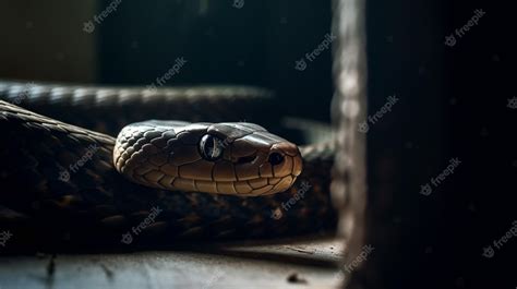 Premium AI Image | A snake in a dark room