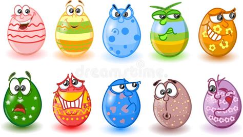 Cartoon Easter Eggs Happy Easter Vector Stock Vector Illustration Of