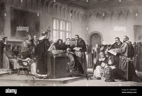 Galileo Galilei Before The Roman Inquisition 1632 Stock Photo Alamy