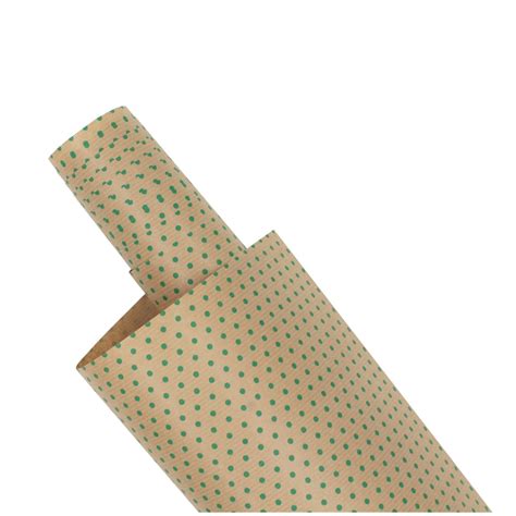 Опаковъчна хартия за подаръци Kraft Vintage 200x70 см на зелени точки ...