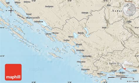 Shaded Relief Map Of Sibenik