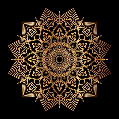 Mandala De Oro Sobre Un Fondo Negro Vector Premium