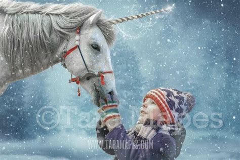 Christmas Unicorn - WInter Unicorn - Unicorn in Snow - Snow Unicorn ...