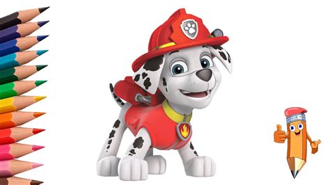 How To Draw Paw Patrol Marshall Step By Step Youtube