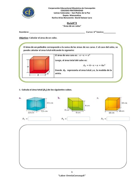 Guían°2Áreadeuncubo Enseñanza De Matemática Science