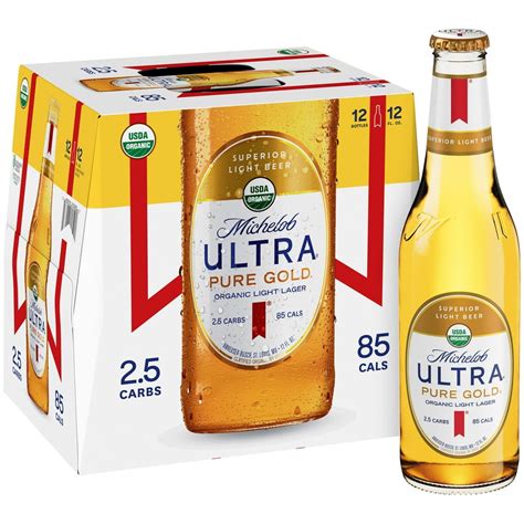 Michelob Ultra Pure Gold Organic Light Lager 12 Pack Beer 12 Fl Oz