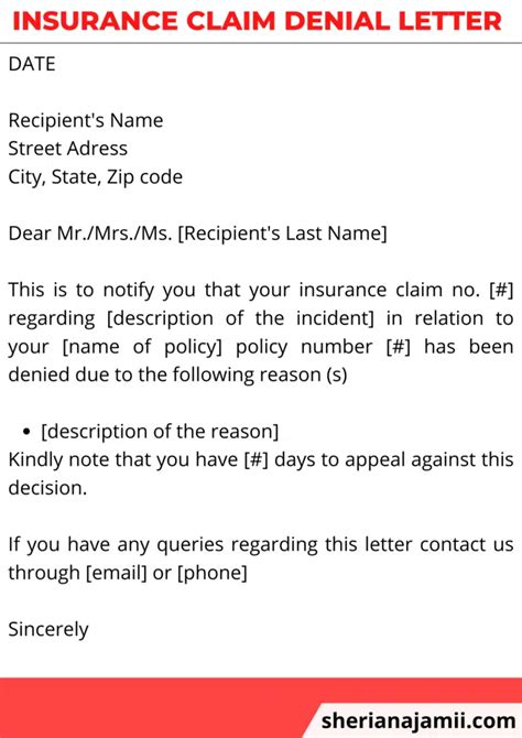 Insurance Claim Denial Letter Guide Free Samples Sheria Na Jamii