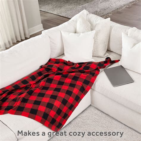 Sunbeam Fleece Electric Heated Throw Blanket Red And Black Buffalo