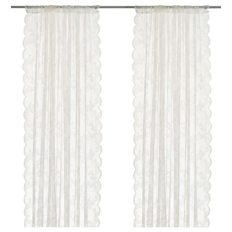 ALVINE SPETS net curtains, 1 pair, off-white, 145x250 cm - IKEA Malaysia