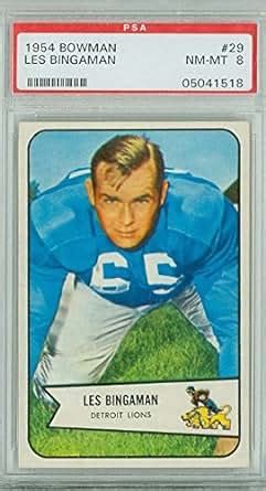 Amazon 1954 Bowman Football 29 Les Bingaman ROOKIE Detroit Lions