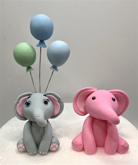 Fondant Baby Elephant Cake Topper Birthday Cake Topper Baby Shower