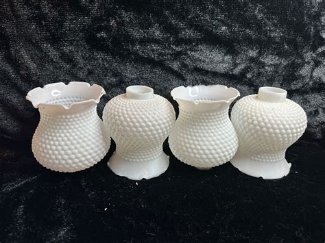 4 Vintage Milk Glass Shadesglobes Etsy