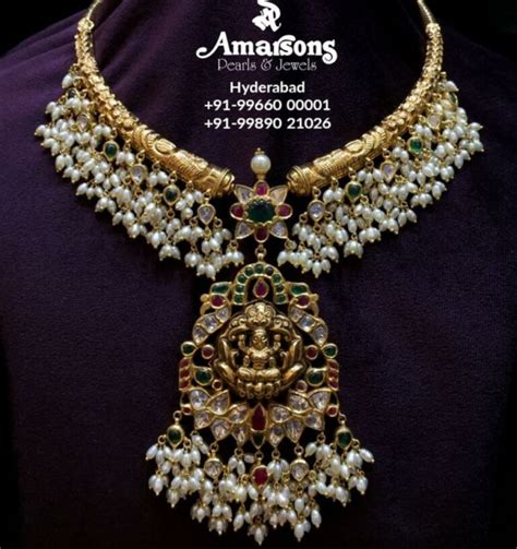 Kante Guttapusalu Necklace With Lakshmi Pendant