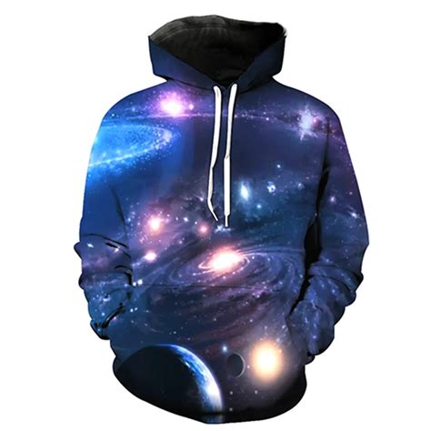 Mens 3d Galaxy Vortex Digital Print Hoodies Sweatshirts For Boys Plus Size Long Sleeve Pocket