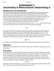 Measurement And Uncertainty Lab Docx Experiment