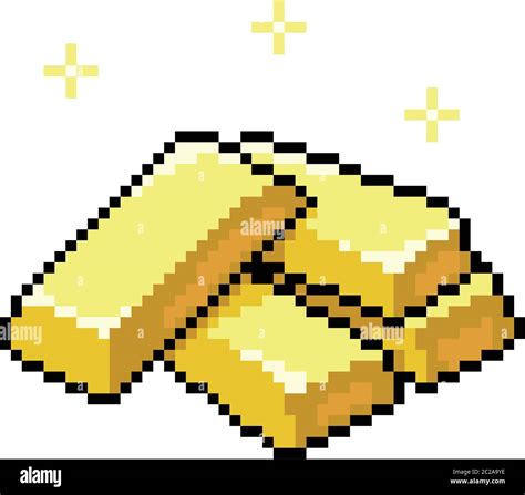 Vector Pixel Art Gold Stick Isolated Cartoon Stock Vector Image Art