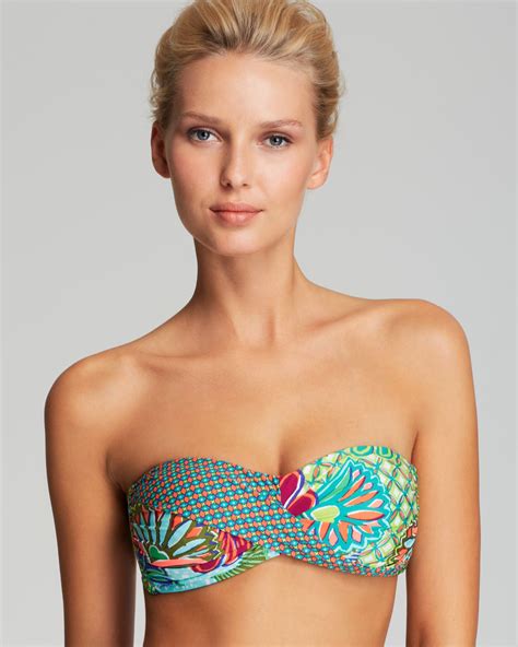 Lyst Trina Turk Zanzibar Twist Bandeau Bikini Top In Green