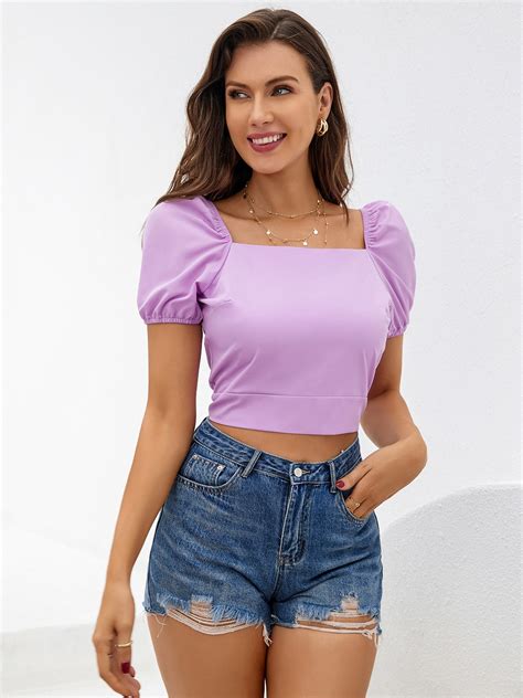 Buy Urbanic Purple Styled Back Crop Top Tops For Women 18866852 Myntra