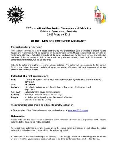 Extended Abstract Layout Guidelines Nd International