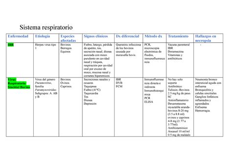 Cuadro Comparativo Enfermedades Respiratorias Sistema Respiratorio