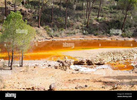 Landscape Of The Rio Tinto Mines The Orange Colour Of The Water Is Due