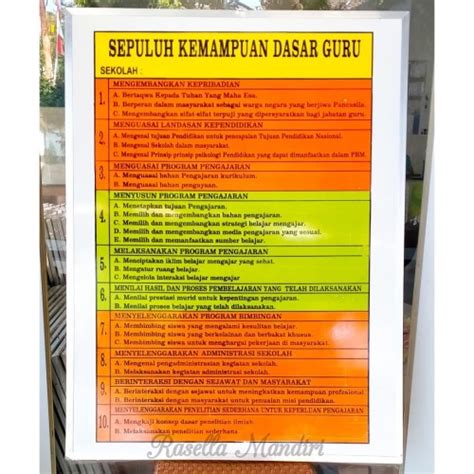 Jual Sepuluh Kemampuan Dasar Guru X Papan Data Sekolah Tk Ra Paud