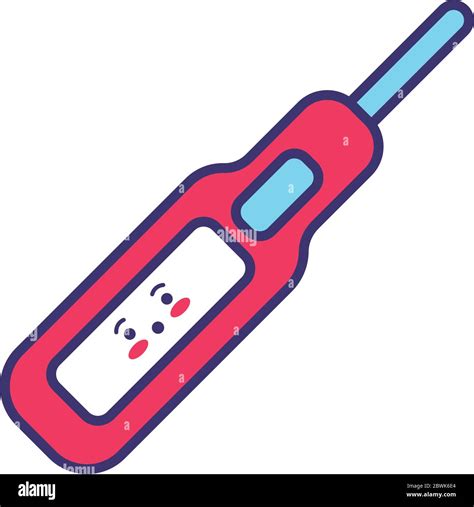 Thermometer Kawaii Line And Fill Style Icon Stock Vector Image Art