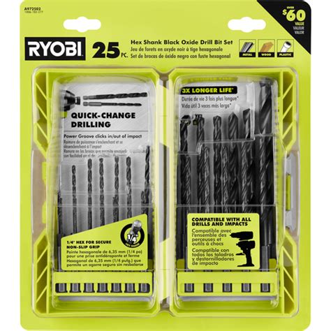 Pc Black Oxide Hex Shank Drill Bits Ryobi Tools