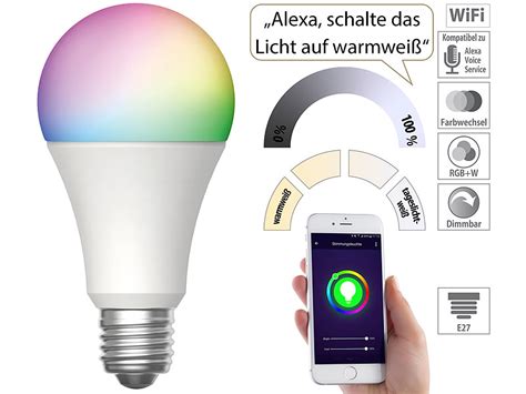 Luminea Home Control WLAN LED Lampe für Amazon Alexa Google Assistant