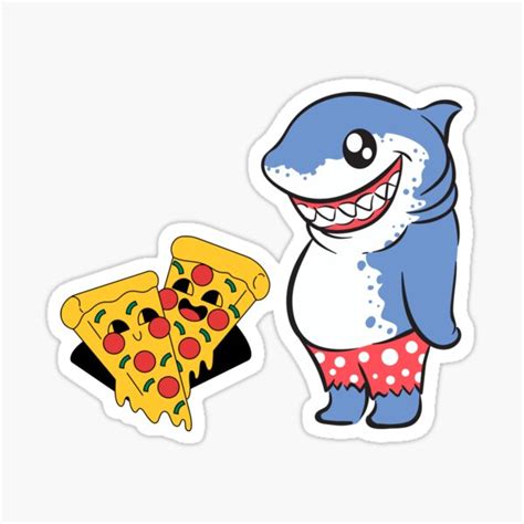 Shark Eating Pizza Sticker For Sale By Magicalyassira Redbubble