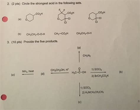 OneClass 2 2 Pts Circle The Strongest Acid In The Following Sets