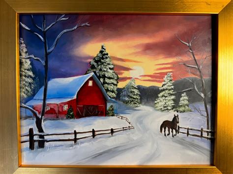 Winter Barn Painting Original Painting By Tara Carin Murphy Fine Art