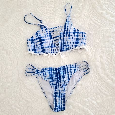 Cupshe Swim Cupshe Tie Dye Blue Bikini Set Poshmark