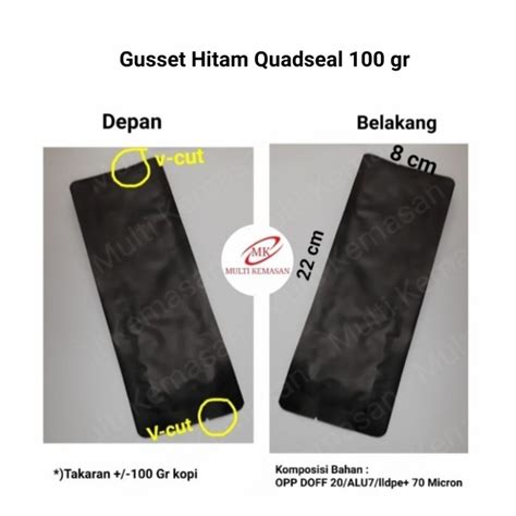 Jual Gusset Hitam Quad Seal Gr Kemasan Kopi Kemasan Gusset