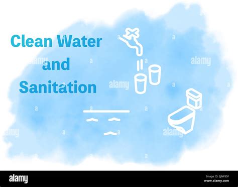 Watercolor Style Sdgs Goal 6 Clean Water And Sanitation Stock Vector