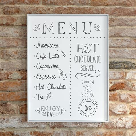 Coffee Station Menu Digital Prints High Quality Wall Decor Wall Art