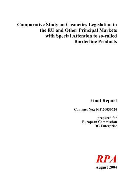 Comparative Study On Cosmetics Legislation In The EU And Other