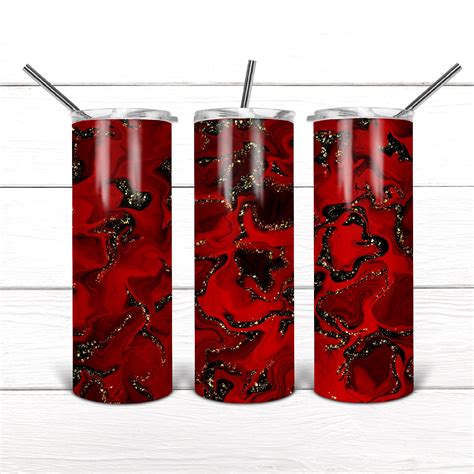 20 Oz Skinny Tumbler Red Alcohol Ink Wrap Tapered Straight Etsy