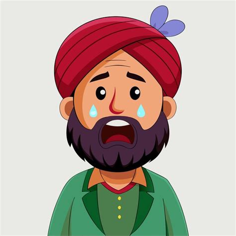 Premium Photo Vector Cartoon Illustration Of Punjabi Man Weeping