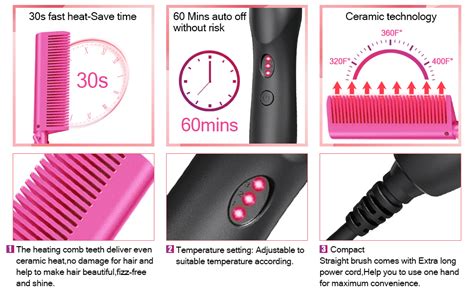 Amazon Hot Comb Hair Straightener Pressing Combs Ceramic Electric Hair Straightening
