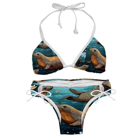 Platypus Adjustable Strap Bikini Set With Detachable Sponge Two Pack