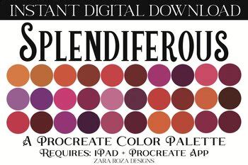 Splendiferous Procreate Color Palette 30 Swatches By Zara Roza