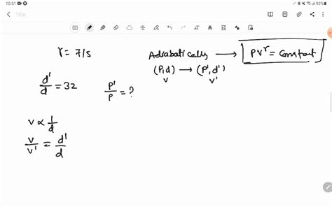 SOLVED The Pressure and density of a diatomic gas γ 7 5 Change