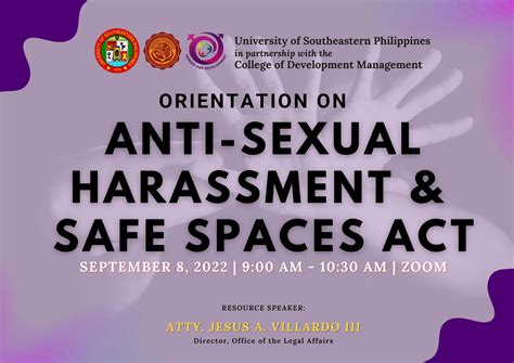 Orientation On Anti Sexual Harassment And Safe Spaces Act College Of