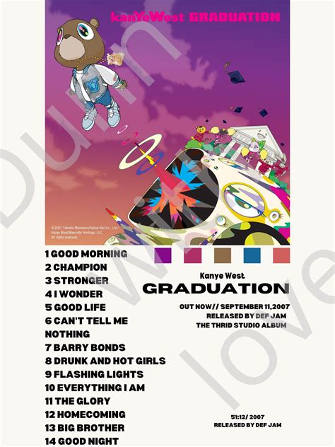 KANYE WEST GRADUATION Album Cover, Downloadable Print - Etsy ...