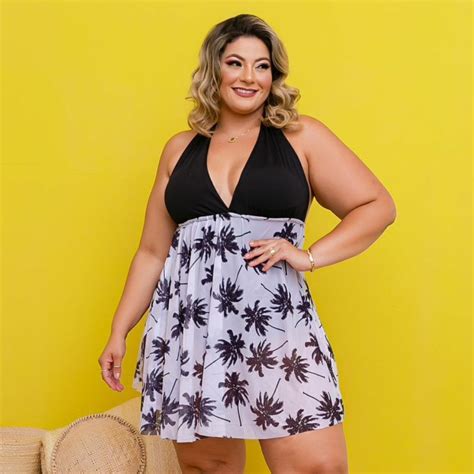 Bory Body Maiô Plus Size Bojo e Tule Costurado no Maiô